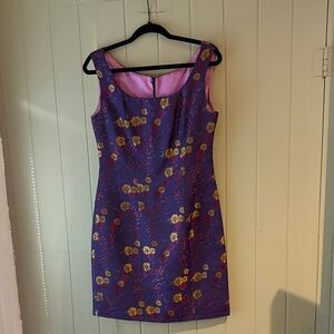 Vintage Anna Kaszer Brocade Dress in Purple and Gold